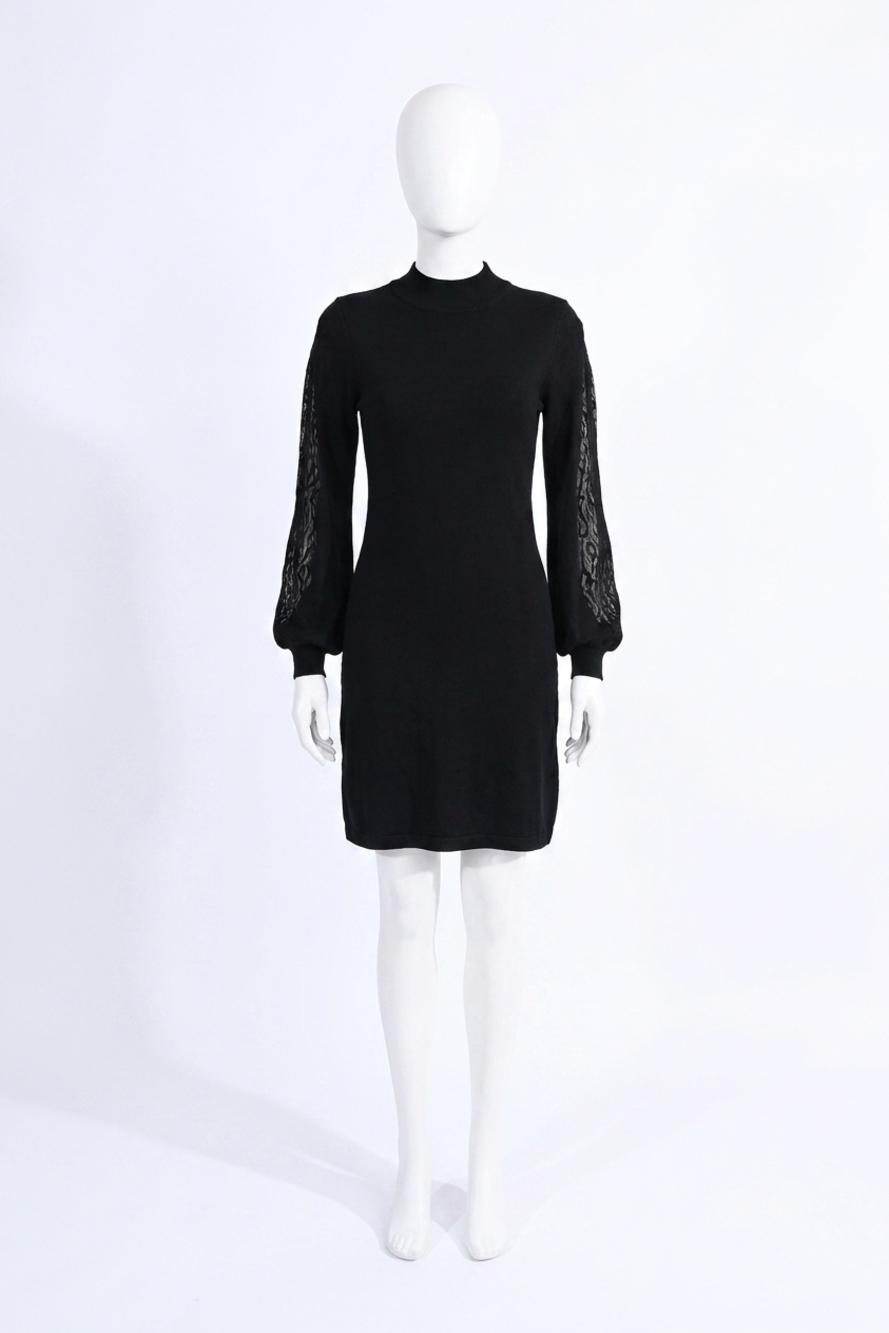 NEW MOLLY BRACKEN mesh sleeve detail dress in black